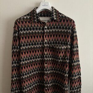 $675 Andersson Bell Long Sleeve Button-up Bohemian Knit Shirt - Medium/Large